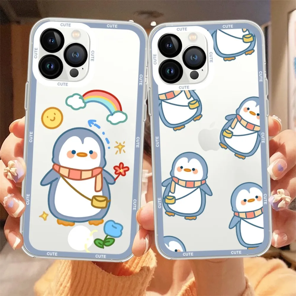 Cute Cartoon Penguin Phone Case For Samsung A 73 72 71 70 53 52 51 32 Transparent Shell