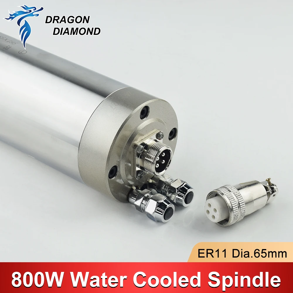 800W Water Cooled Spindle Motor ER11 Diameter 65*195mm 2/4 Bearings 220V For CNC Engraving Machine