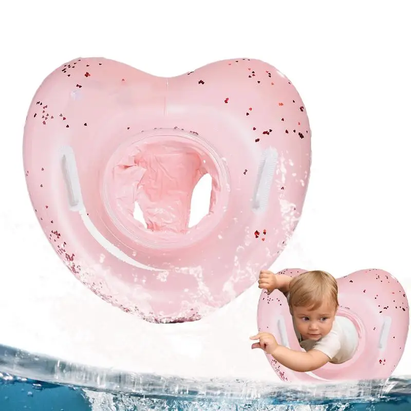 

Pool Float Rings Portable Swimming Seat Heart-Shaped Inflatable With Handles Baby Swim Tube Blow Up For Age 6 Months Water Play