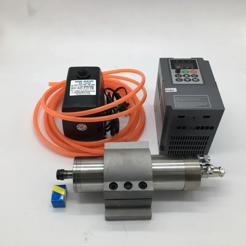 

5.5KW 220v ER25 24000rpm 125mm Water Cooled Spindle Motor + 5.5kw inverter VFD+75W water pump kit For CNC Engraving Router