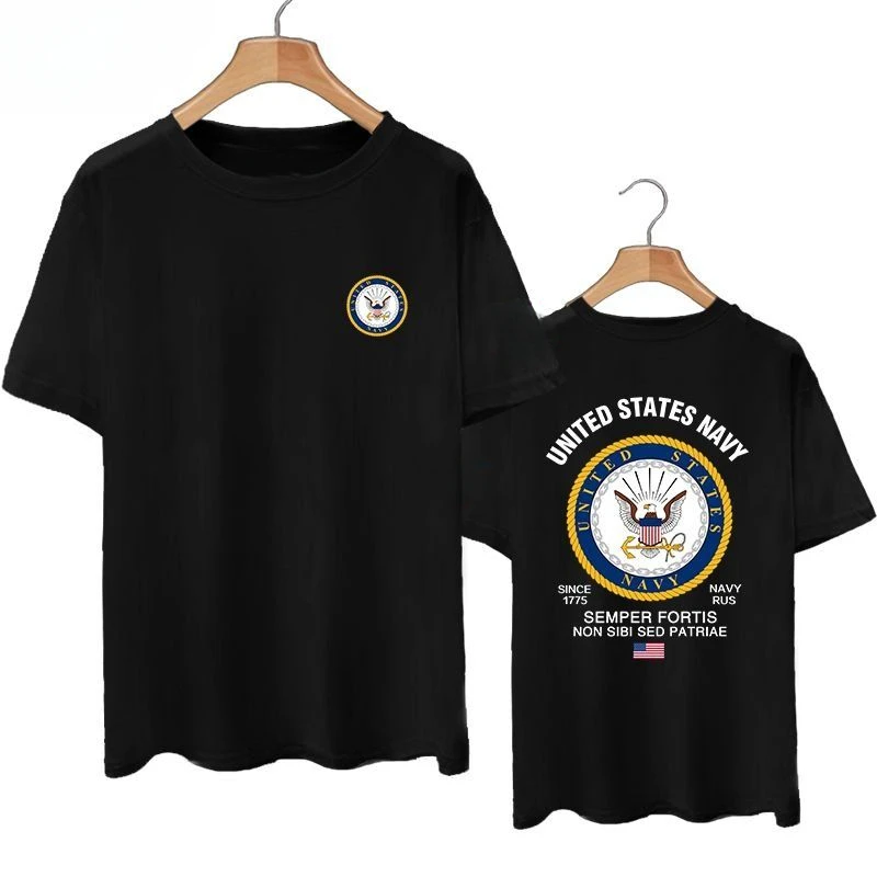 

Pure Cotton Short-sleeved T-shirt, Men's Half-sleeved Military Uniform with The National USA Emblem