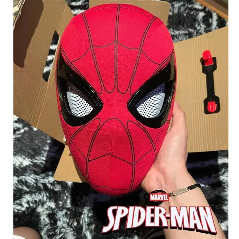 Auf Lager: Miles Spider-Man 1:1 Maßstab Elektronische Maske mit Beweglichem Ring-Controller, Cosplay-Spielzeug, Geschenk für Jungen – Detail 2