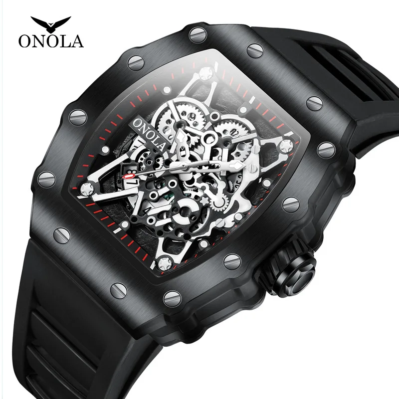 Reloj de cuarzo Aona/onolaimpermeable para hombre, correa de silicona, alta calidad