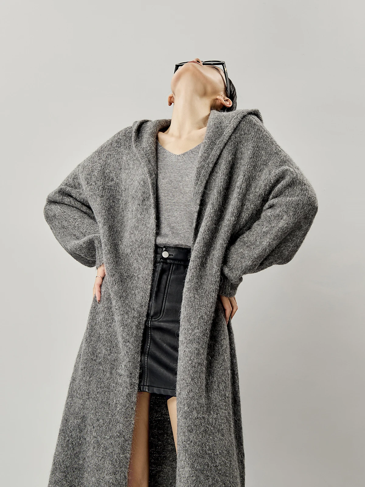 

ay Loose Long Knitted Cardigan Sweater Women's Winter Outerwear Casual Sle Polyester Fiber High Ne Sve Long Coat