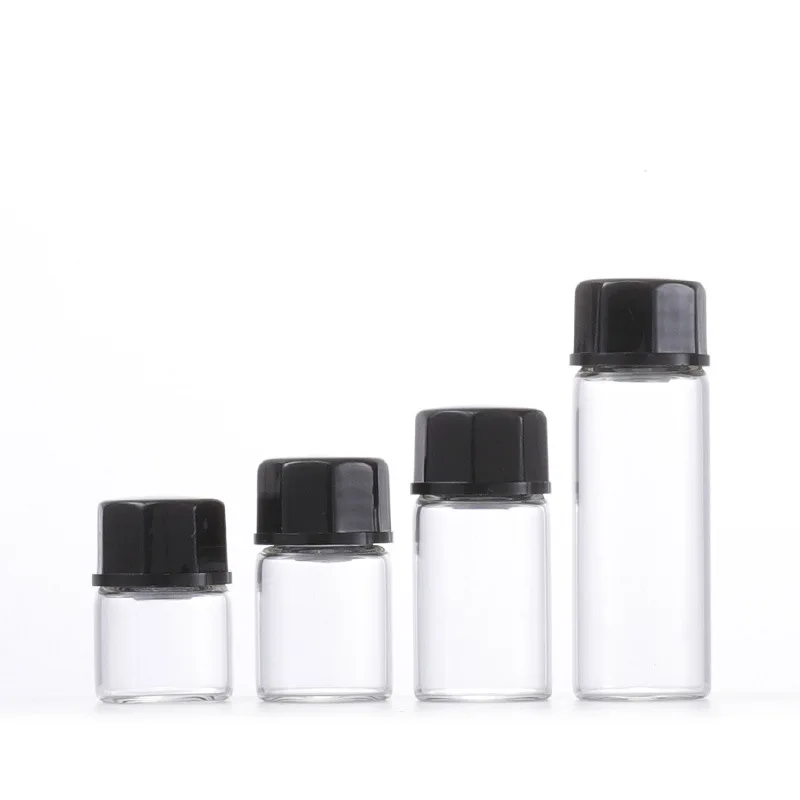 100pcs 1ml 2ml 3ml 5ml Empty Dram Transparent Glass Essential Oil Bottle Thin Glass Small Perfume Oil Vials Sample Test Bottles