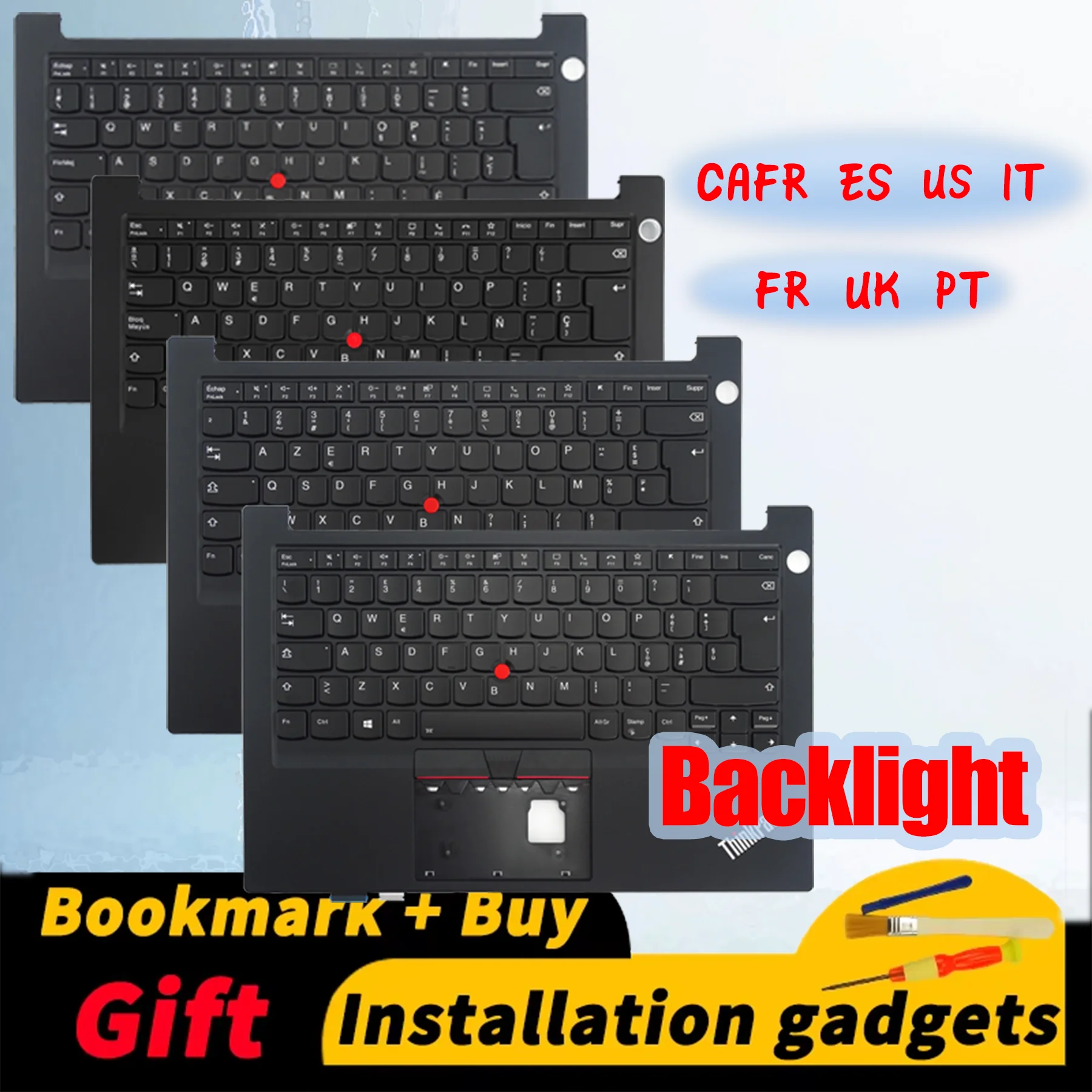 French Spanish UK Canadian French Italian Portuguese US for Lenovo ThinkPad E14 Gen2 C-Cover Laptop Keyboard with Backlight