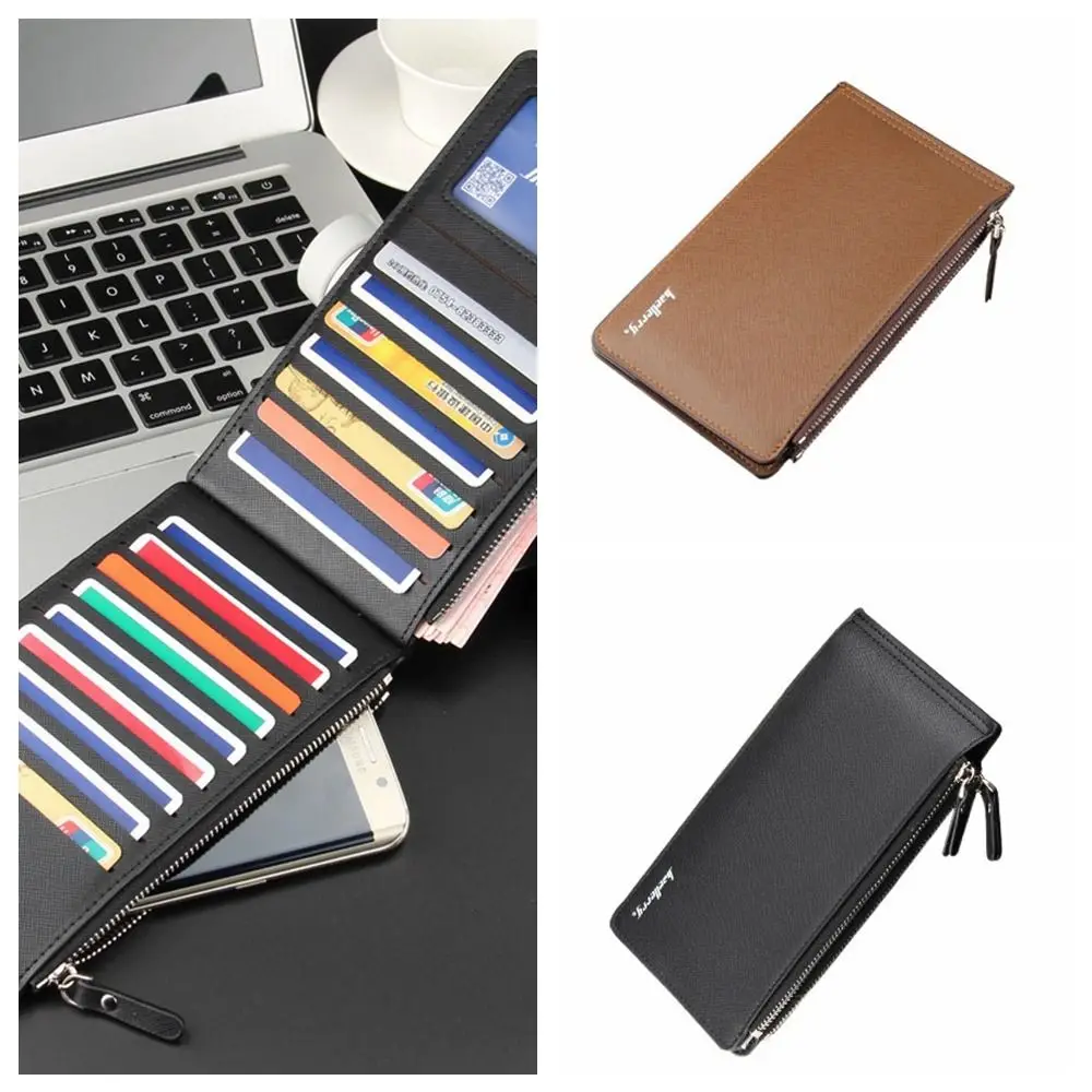 

Simple Large Capacity 16 Slots Card Holders Foldable Leather ID Card Case Square Wallet Cash Coin Purse Outdoor