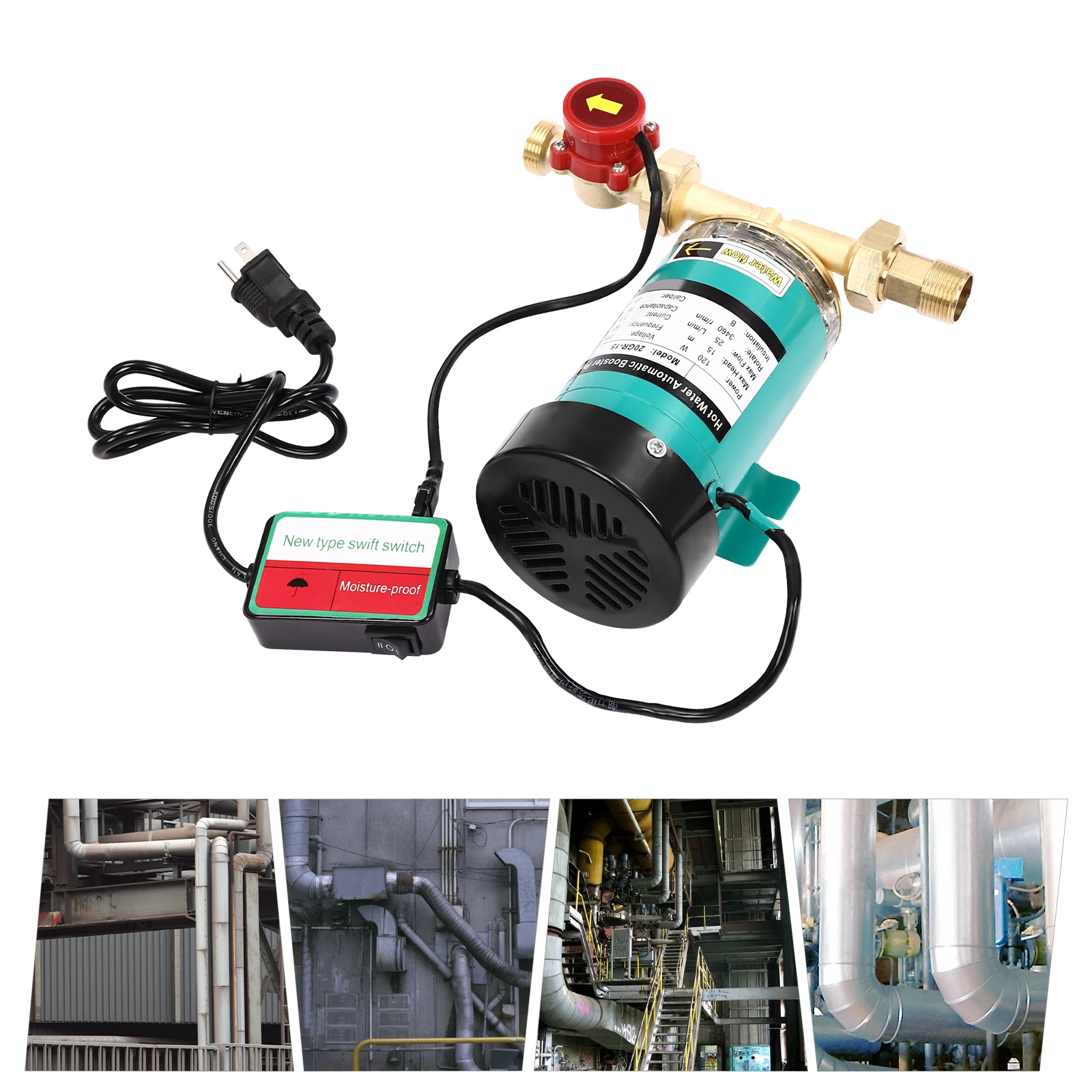 Water Pressure Booster Pump 115V 60Hz 120W 1'' Inlet, 396GPH 21.7PSI 49.2FT Head Automatic Stainless Steel Booster Pump for Whole House Home Water Supply