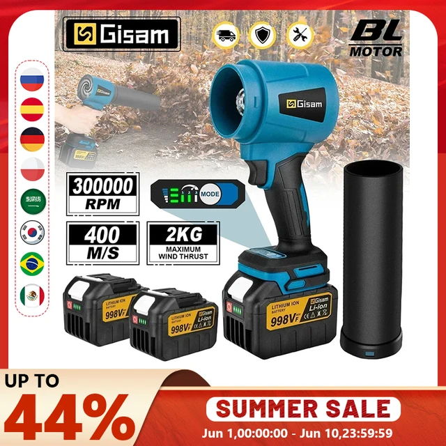 Gisam 400M/s Bezszczotkowy Elektryczny Dmuchawiec Jet Fan 300000RPM Ręczna Dmuchawka Turbo do Liści i Kurzu, Kompatybilna z Akumulatorami Makita 18V