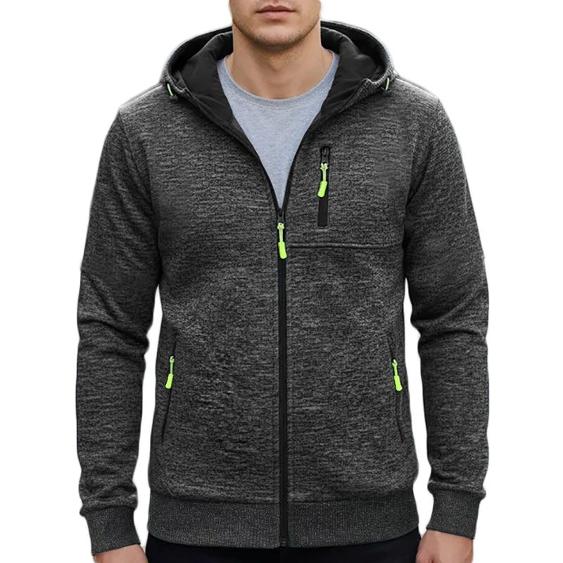 

Aututmn Hot Sale Men's Sweatshirts Jacket Slim Fit Fashion Fluorescent Zipper Hooded Outwear Casual Stylish Cozy Jackets