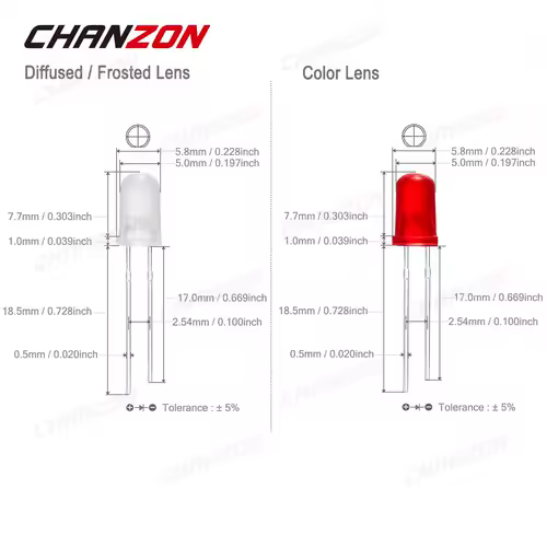 Diffused 5mm Led Diode Kit White Red Green Blue Yellow Orange 2V 3V Bulb Light Emitting Assortment Set Diy Arduino Pcb Circuit - Image 3