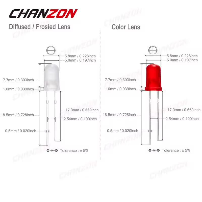 Diffused 5mm Led Diode Kit White Red Green Blue Yellow Orange 2V 3V Bulb Light Emitting Assortment Set Diy Arduino Pcb Circuit - Image 3