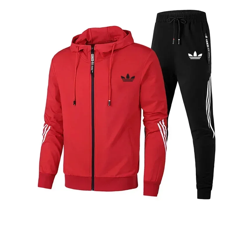بدلة الركض الجديدة للرجال 2025، سترة، هوديي، سترة، بنطال رياضي، بدلة مكونة من قطعتين، سترة خريف وشتاء غير رسمية على الموضة للرجال