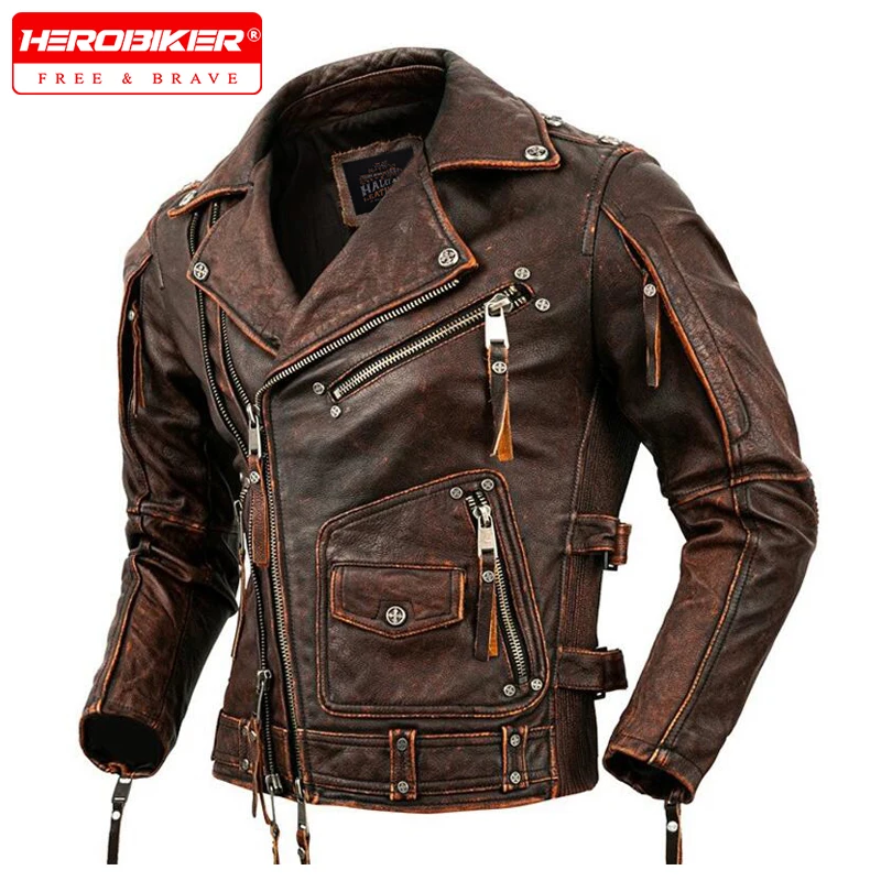 

Motorcycle Riding Jacket Off-road Motorcycle Spring And Autumn Riding Leather Jacket Men's Retro Slim Fit Leather Jacket