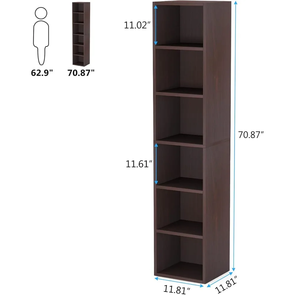 Bookshelf  71.65 Inch Tall Cubby Set of 2, White Modern Bookcase with 12 Cube Storage for Home Office, Vertical or Horizontal