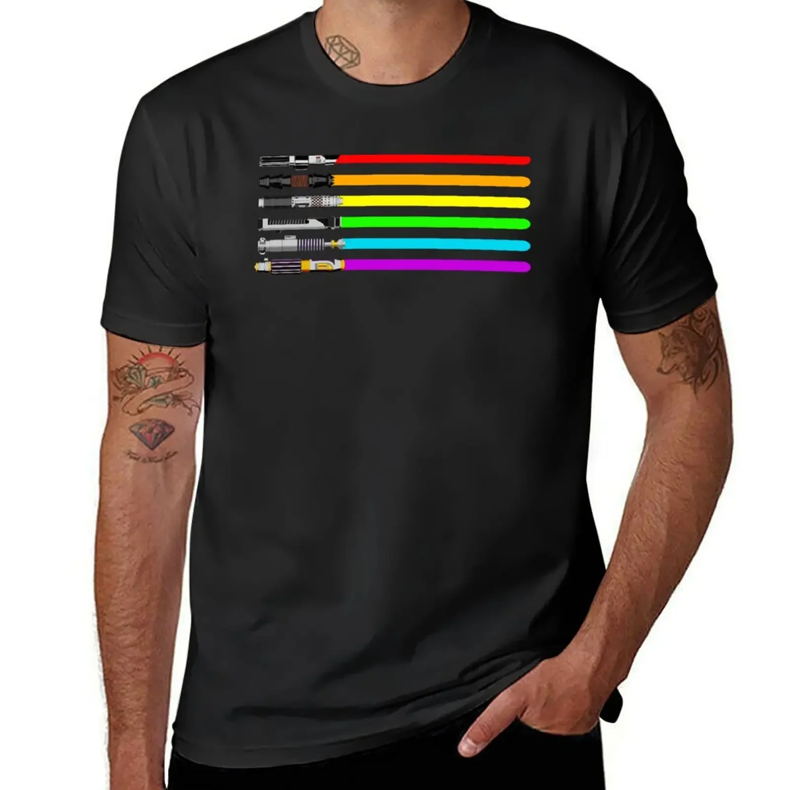 Lightsaber Rainbow T-Shirt summer clothes plain shirts graphic blanks designer t shirt men