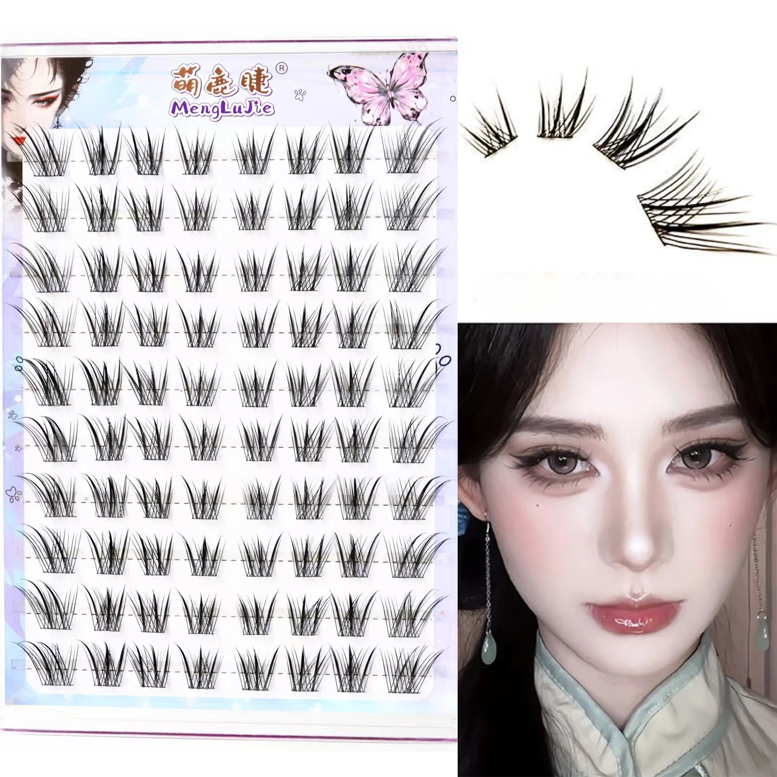 DIY Self-Adhesive Cluster Lashes Glue-Free False Lashes Korean Manga Style Sectioned Eyelashes Natural Soft Eyelash Extension