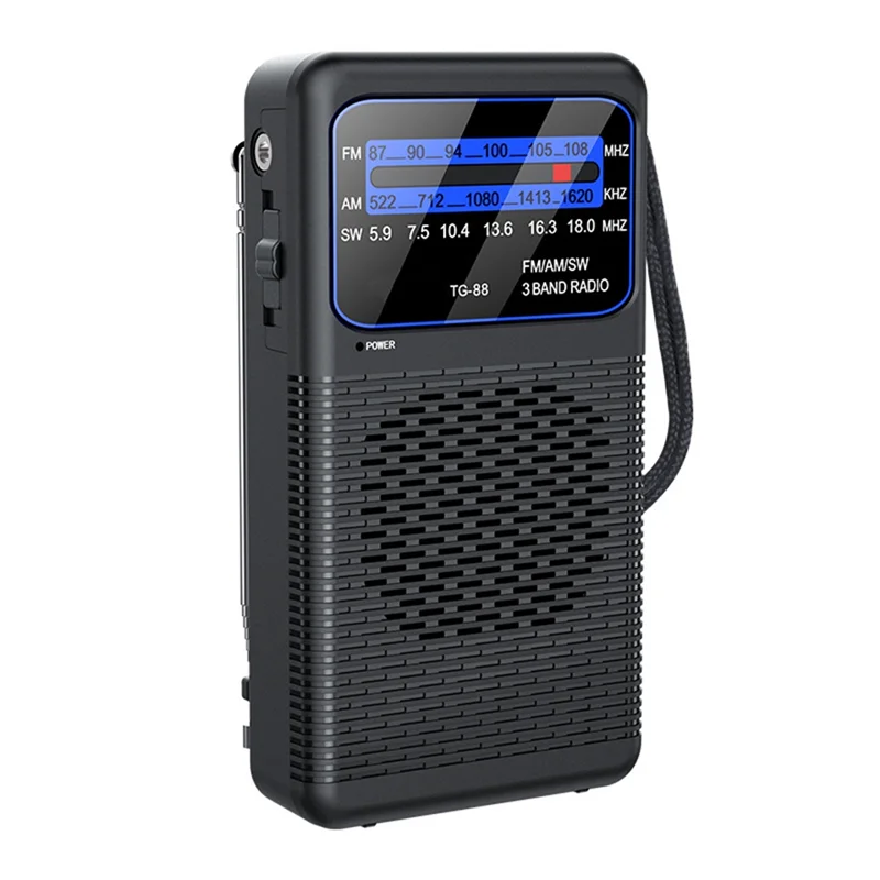 

Y58A TG-88 Portable AM/FM/SW Radio Pocket Radio With LED Flashlight Small Radio For Outdoor Camping For Seniors Elderly