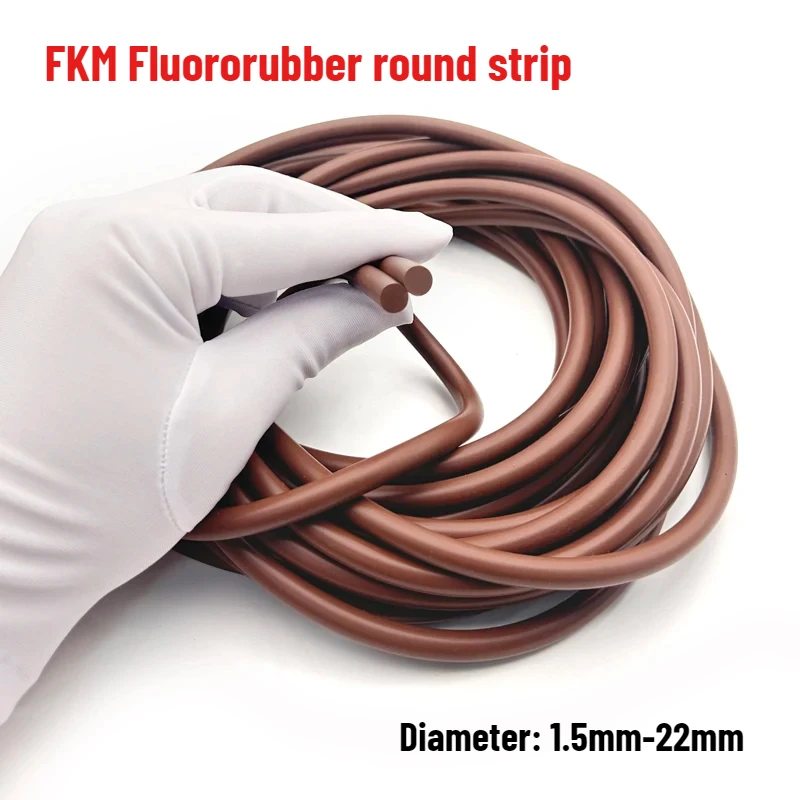 1/2/5/10M FKM VITON Rubber Strip Dia 1.5~22mm High Temperature and Corrosion Resistance Fluororubber Sealing Solid Round Strip