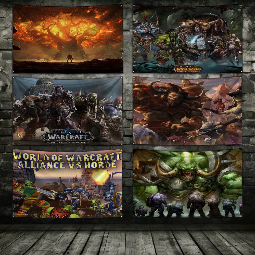 Game W-World of Warcraft Flag 3X5 Ft Personalized Flags Design Your Image Funny Tapestry Poster Dorm Room, Living Room, Bedroom