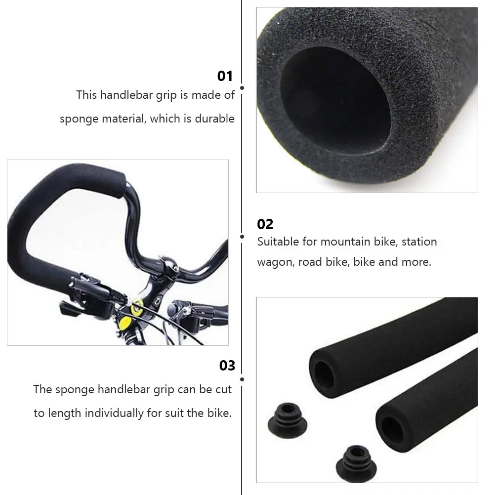 

1 Pair Sponge Bike Handlebar Grips Flexible Non-Slip Comfortable Cycling Handle Cover For Mountain Road Bike Cuttable Durable