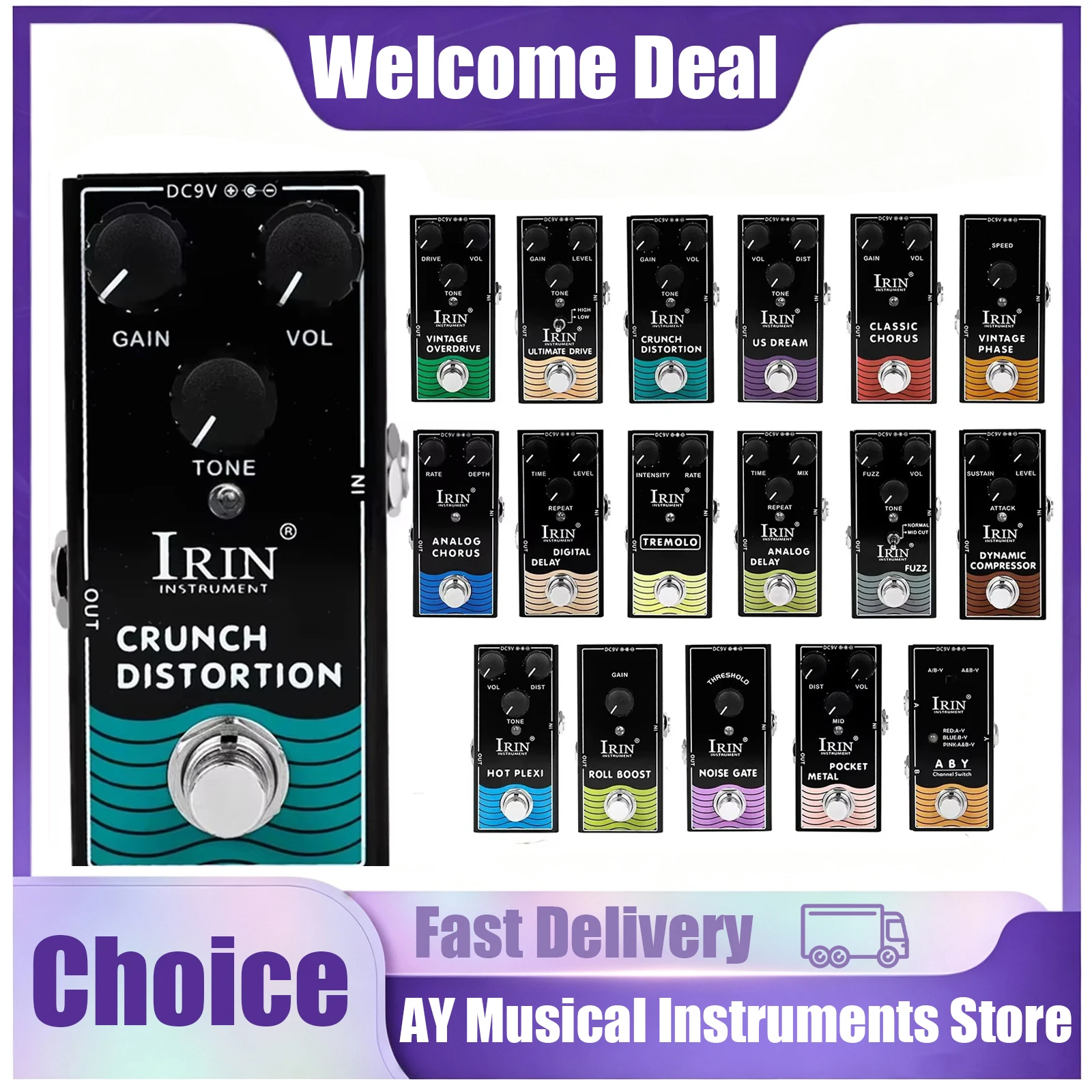 IRIN E-Gitarren-Effektpedal Overdrive Distortion Chorus Delay Effekte Gitarrenzubehör Kompression True Bypass Pedal