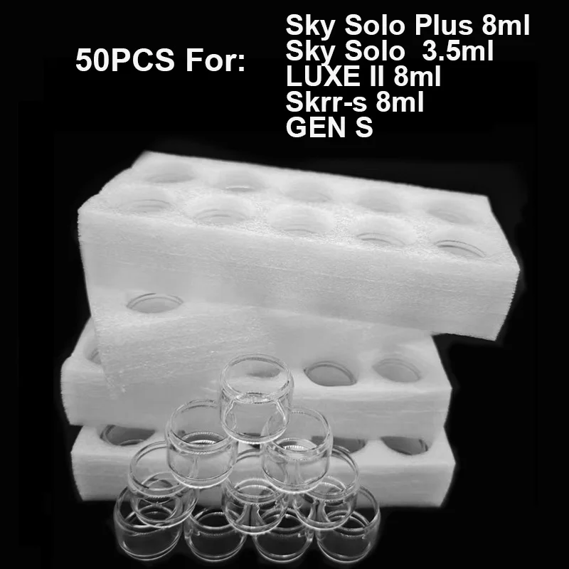 50PCS Bubble Glass Tube For Sky Solo Plus 8ml Sky Solo LUXE II Skrr-s GEN S Glass Container Tank Ornament