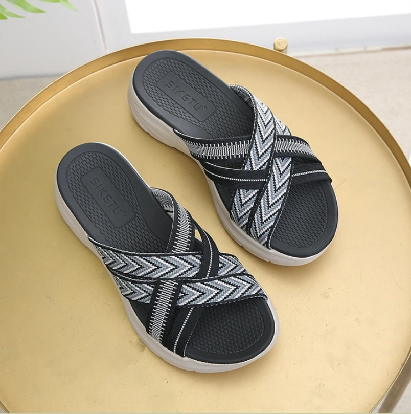 2024 Summer New Women\'s Sandals Lightweight Fashion Casual Sports Style Comfortable Rubber Band 5CM Thick Sole Sandals 580-4