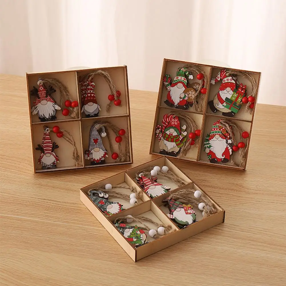 Деревянные рождественские украшения, рождественские подвесные украшения, рождественские деревянные украшения, набор гном, имбирь для Рождества