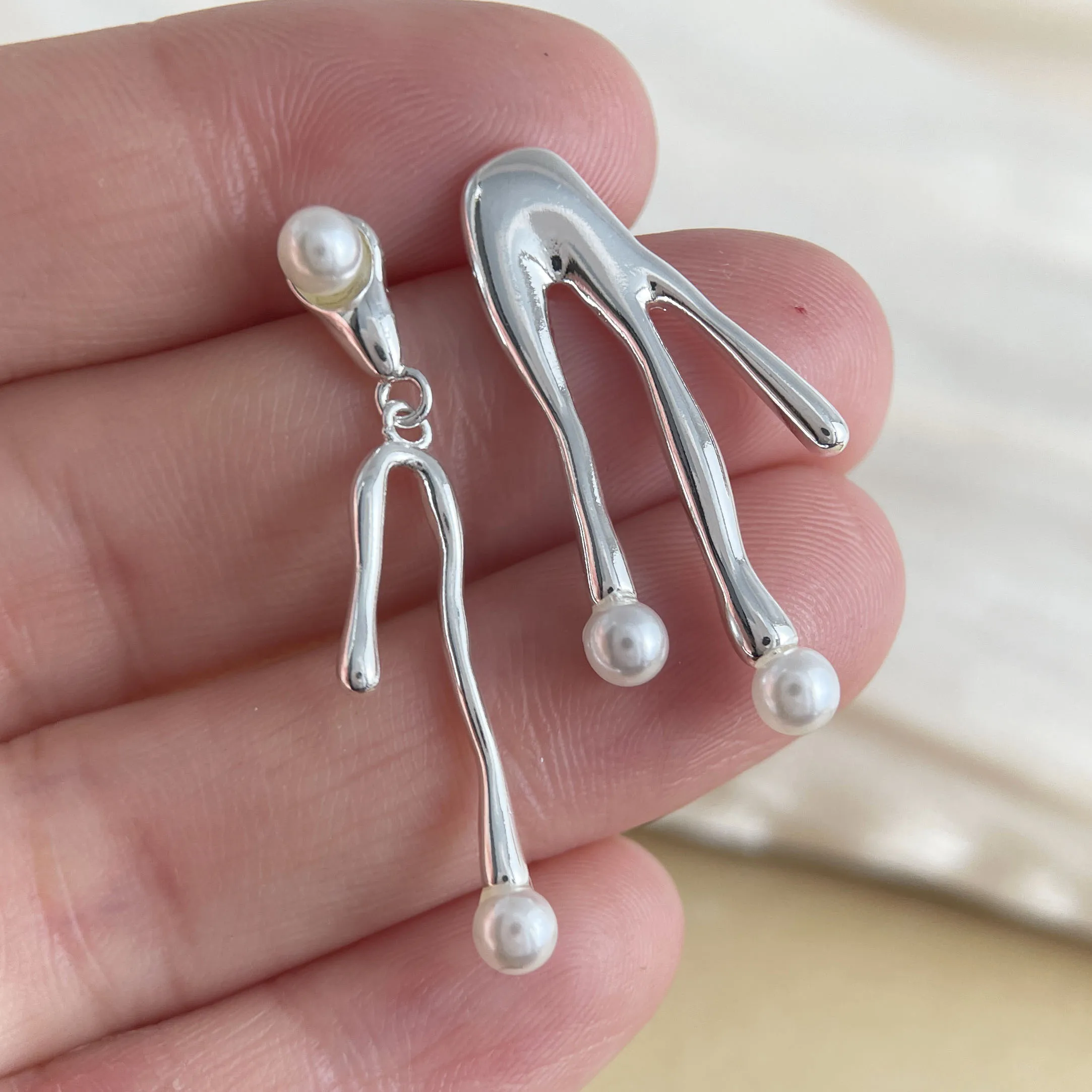 925 Sterling Silver Earrings For Women Trendy Simple Wide Pearl Earring Jewelry Prevent Allergy Party Christmas Accessories
