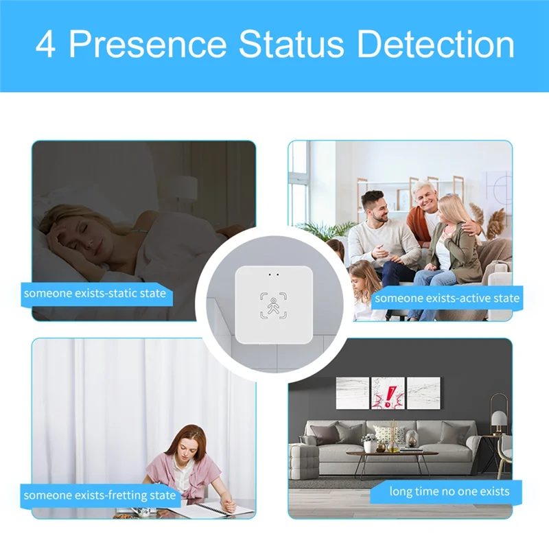 ABKI-Tuya Human Presence Sensor 24G Human Presence Millimeter Wave Radar Sensor Light Sensing