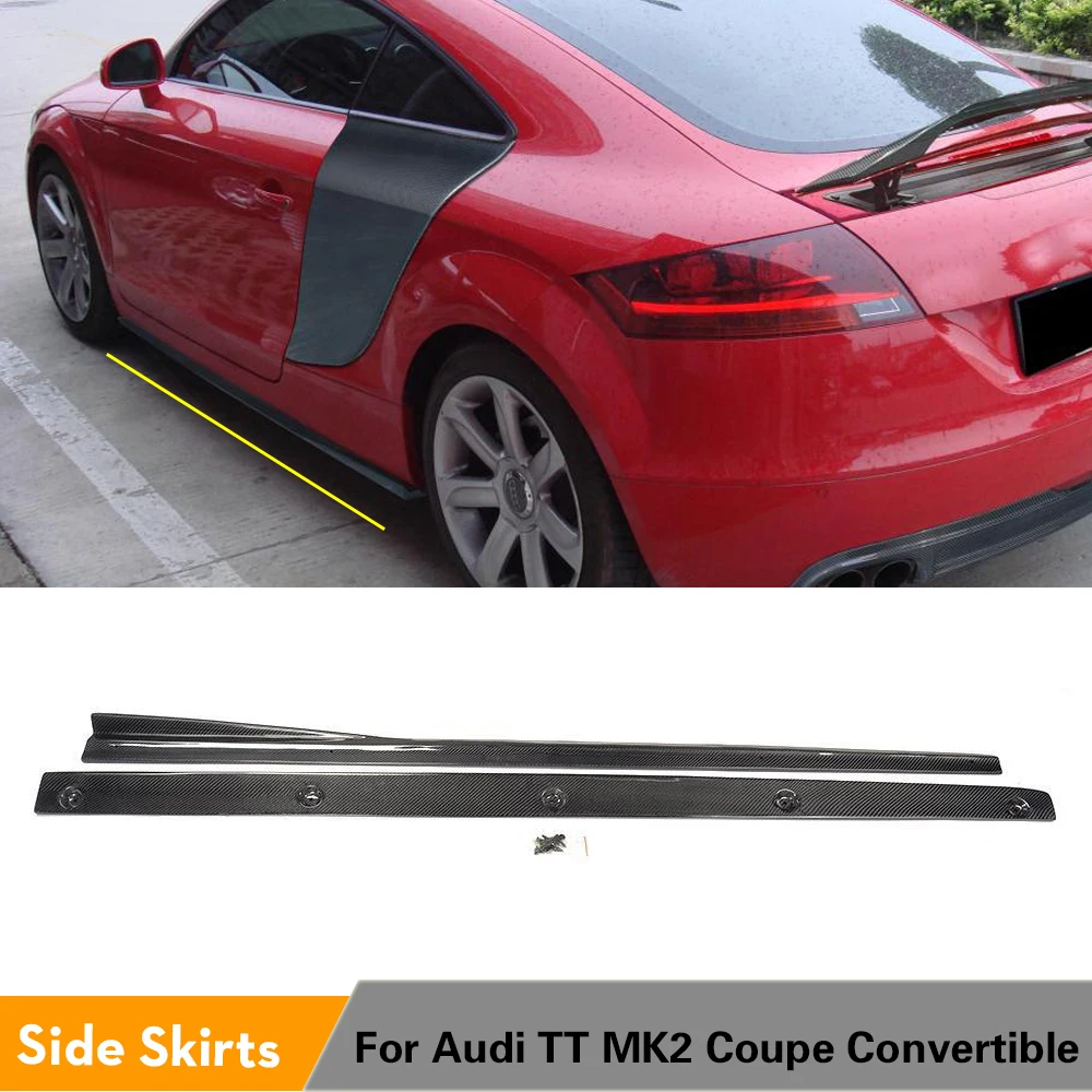 Carbon Fiber Side Skirts Extensions Lip for AUDI TT 8J MK2 Convertible Coupe 2-Door 2008-2011 2PCS Door Panels