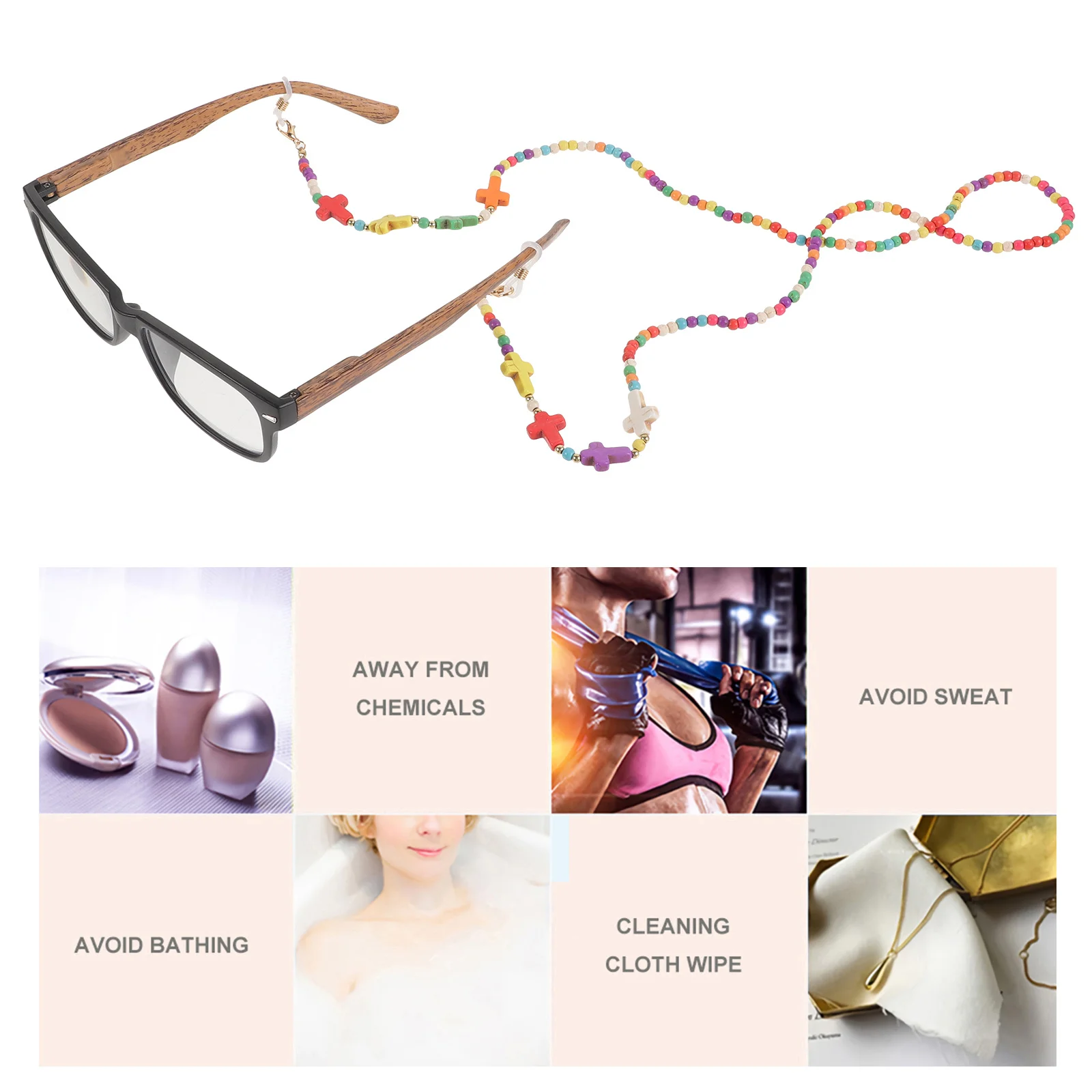 

Pearl Eyeglass Chain Sturdy Beaded Glasses Necklace Sunglass Chain Lightweight Eyeglass Holder for Women Glasses Strap for Women