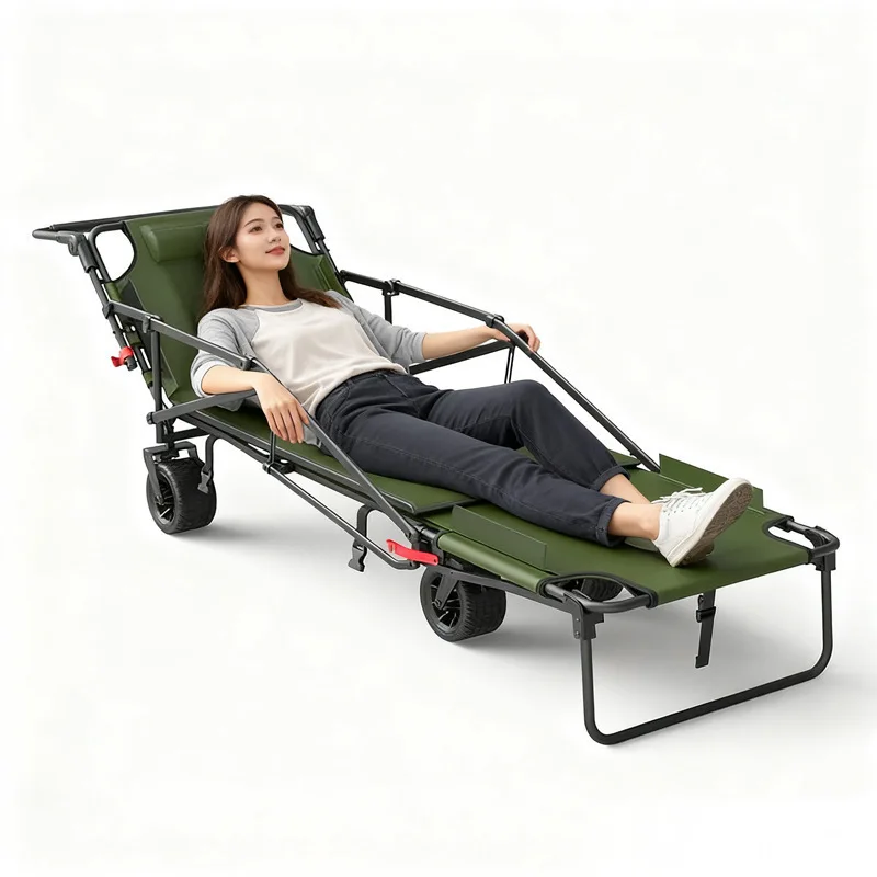 Wholesale 2-in-1 Convertible Reclining Camping Wagon with Tank Wheels, Foldable All-Terrain Beach Cart for Global Export