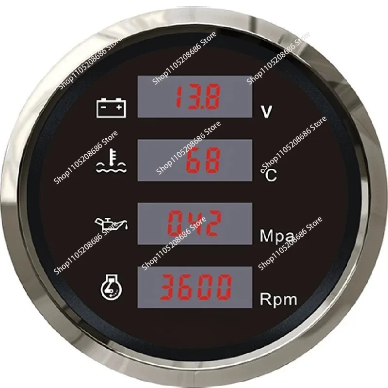 85Mm digital display voltage water temperature oil pressure speed four-in-one, marine/automotive instrument 12V/24V 1pcs