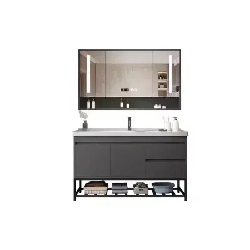 Armario  baño minimalista, mueble  baño moderno con Panel  roca integrado, combinación  lavabo móvil, mueble para el hogar