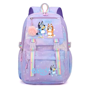 Bluey Mochila 만화 인쇄 책가방, 초등학교 중학생 대용량 레저 귀여운 배낭, 2024 신제품