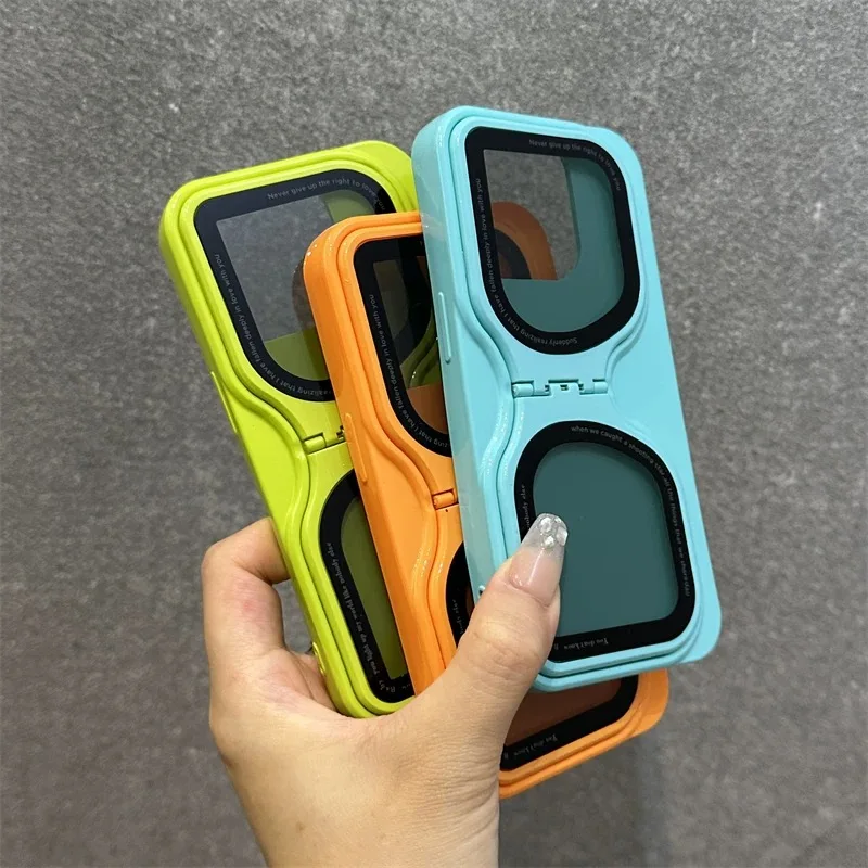 HOCE Fashion Sunglasses Stand Phone Cases For iPhone 15 14 13 12 Pro Max 11 Case Plating Fold Holder Shockproof Hard Back Cover