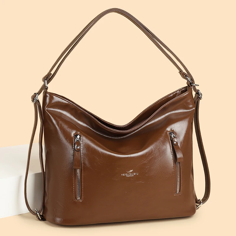 2025 Vintage Women Shoulder Crossbody Bag Female Brand Casual Big Totes High Quality PU Leather Ladies Hobo Messenger Bag Sac
