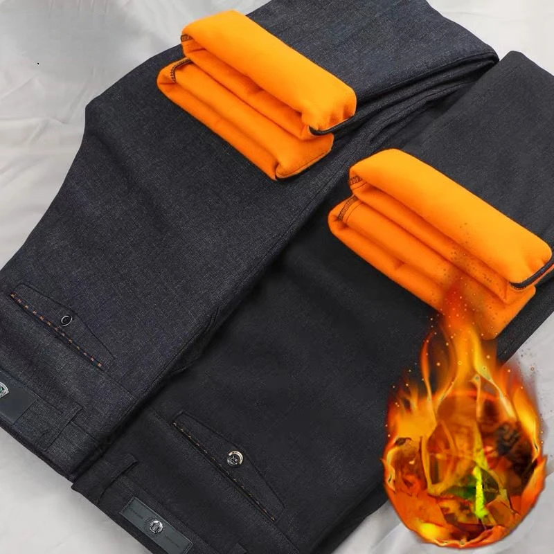 

Men's Winter Autumn Pants Thick Warm Sweats Thermal Lined Jogger Fleece Pants Big Trouser Male Plus Size Pocket Work Q83