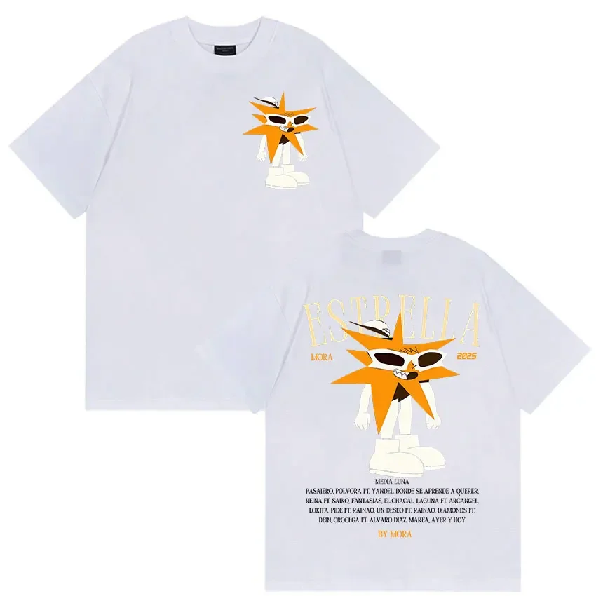 

2025MORA Tour Merch Men's Rapper T-shirt, High-end Retro short-sleeved hip-hop clothing, 100% cotton T-shirt