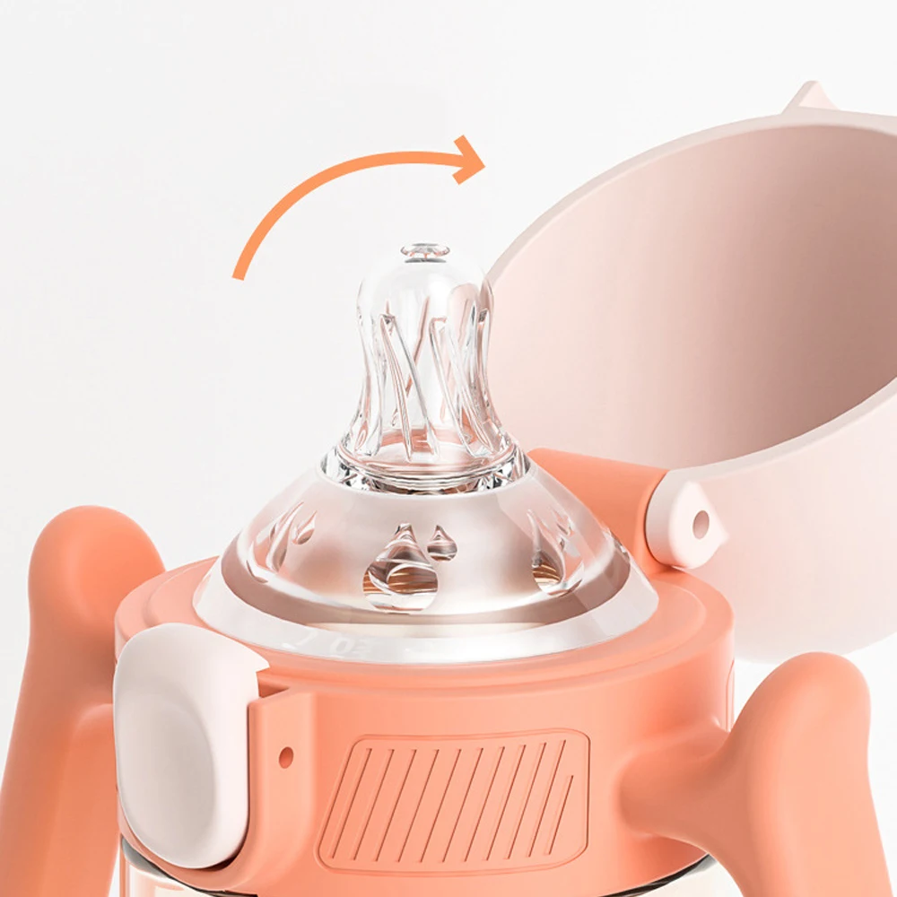 Nowa butelka dla niemowląt z klapką PPSU, szerokie usta ze słomką z kulką grawitacyjną, odporna na upadki i wysokie temperatury, z blokadą dla dzieci