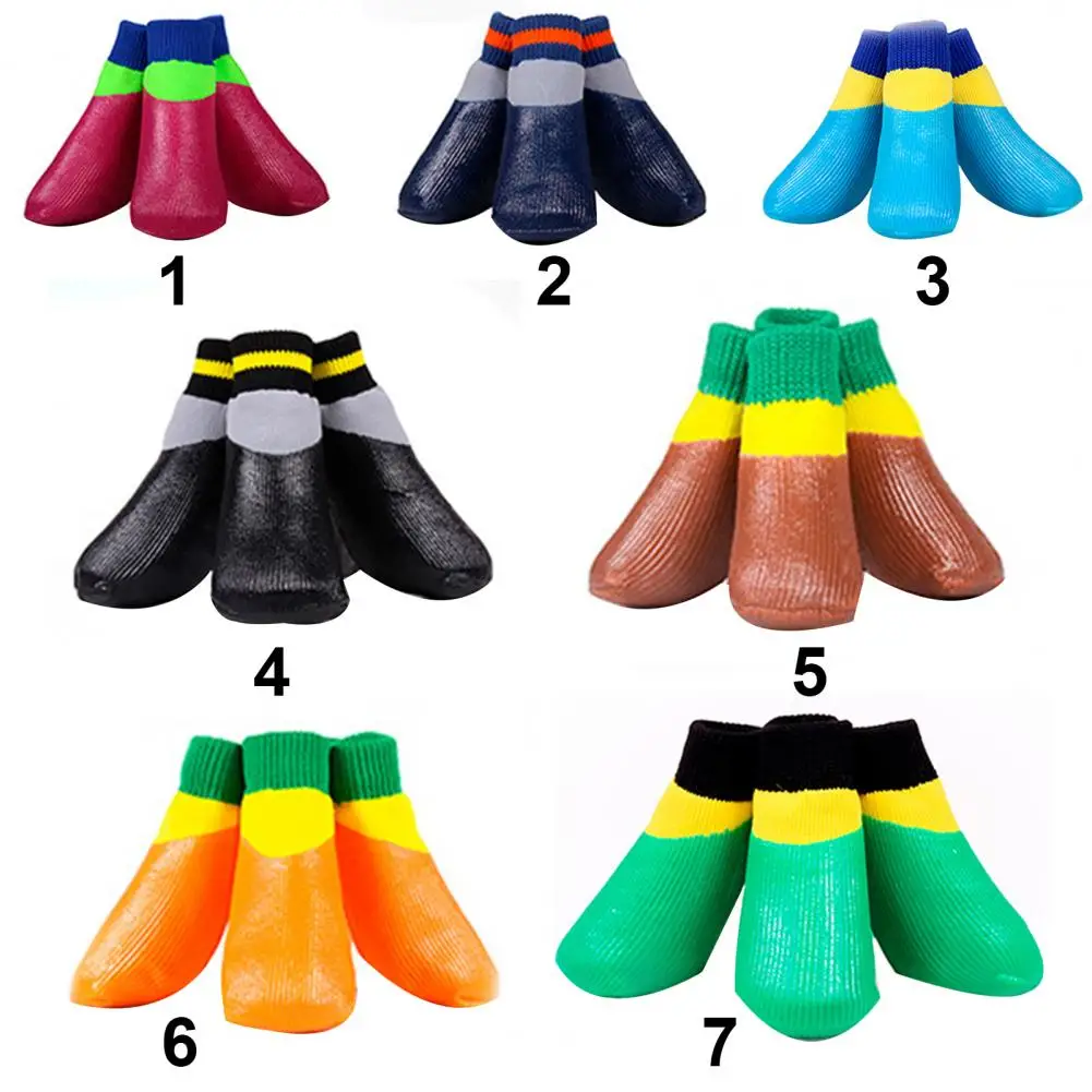 4Pcs Pet Socks Waterproof Puppy Booties Shoes Wear-resistant Dog Boots Cotton Breathable Pet Paw Protector for Walking