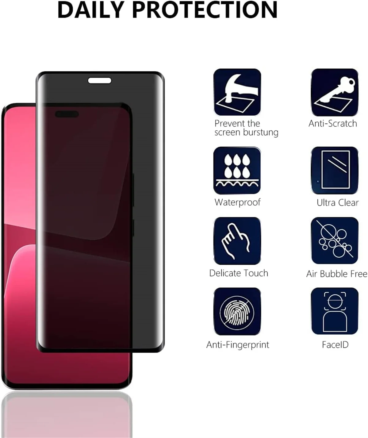 Anti Spy Screen Protector For Xiaomi 13 Lite, 3D Privacy Tempered Glass 9H Peep Case Friendly High Aluminum