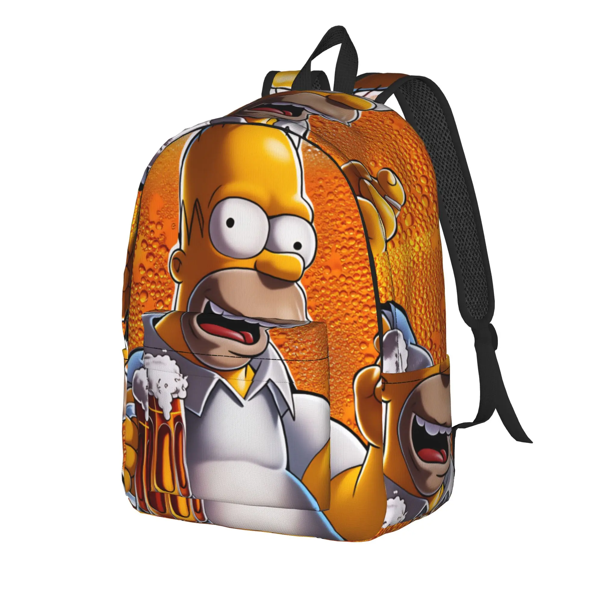 Homer S-Simpsons Beer Lover Funny Meme Backpack Male  Print Backpacks Polyester Kawaii High School Bags Sport Colorful Rucksack