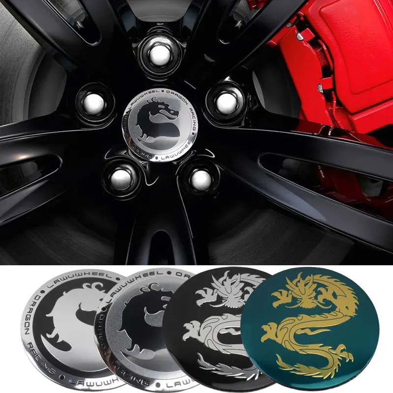 

56mm Dragon Logo Car Wheel Center Emblem Hub Caps Stickers for BMW Audi Volkswagen Volkswagen Mercedes Benz Jeep Land Rover Ford