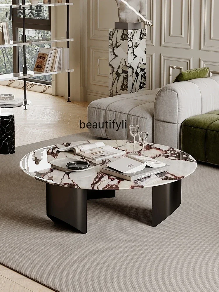 X A15 Italian Living Room Home Natural Marble Luxury Stone round Tea Table Modern