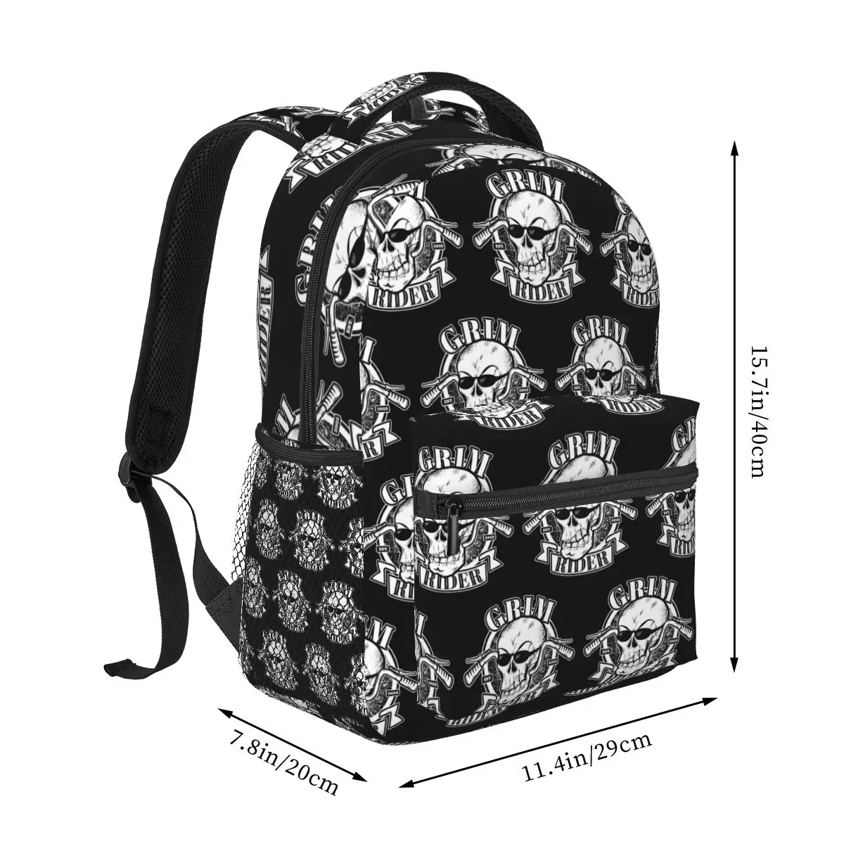 Grim Skull Rider Backpack Student Boys Girls BookBag Children School Bag Laptop Shoulder Bags for Men Women