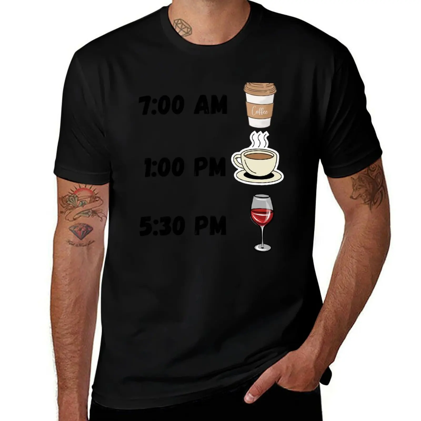 

Daily liquid intake coffee tea red wine T-Shirt vintage graphic tee croswit shirt man baggy shirts customs t shirt for men