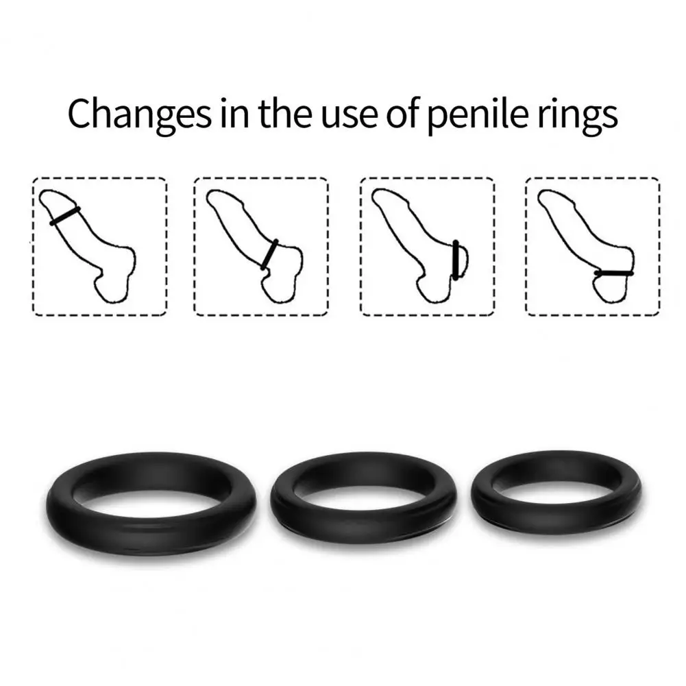 3Pcs Cock Ring Super Elastic Penis Delay Ring Easy to Clean Dildo Ring Silicone Delay Ejaculation Lock Ring for Male Masturbator